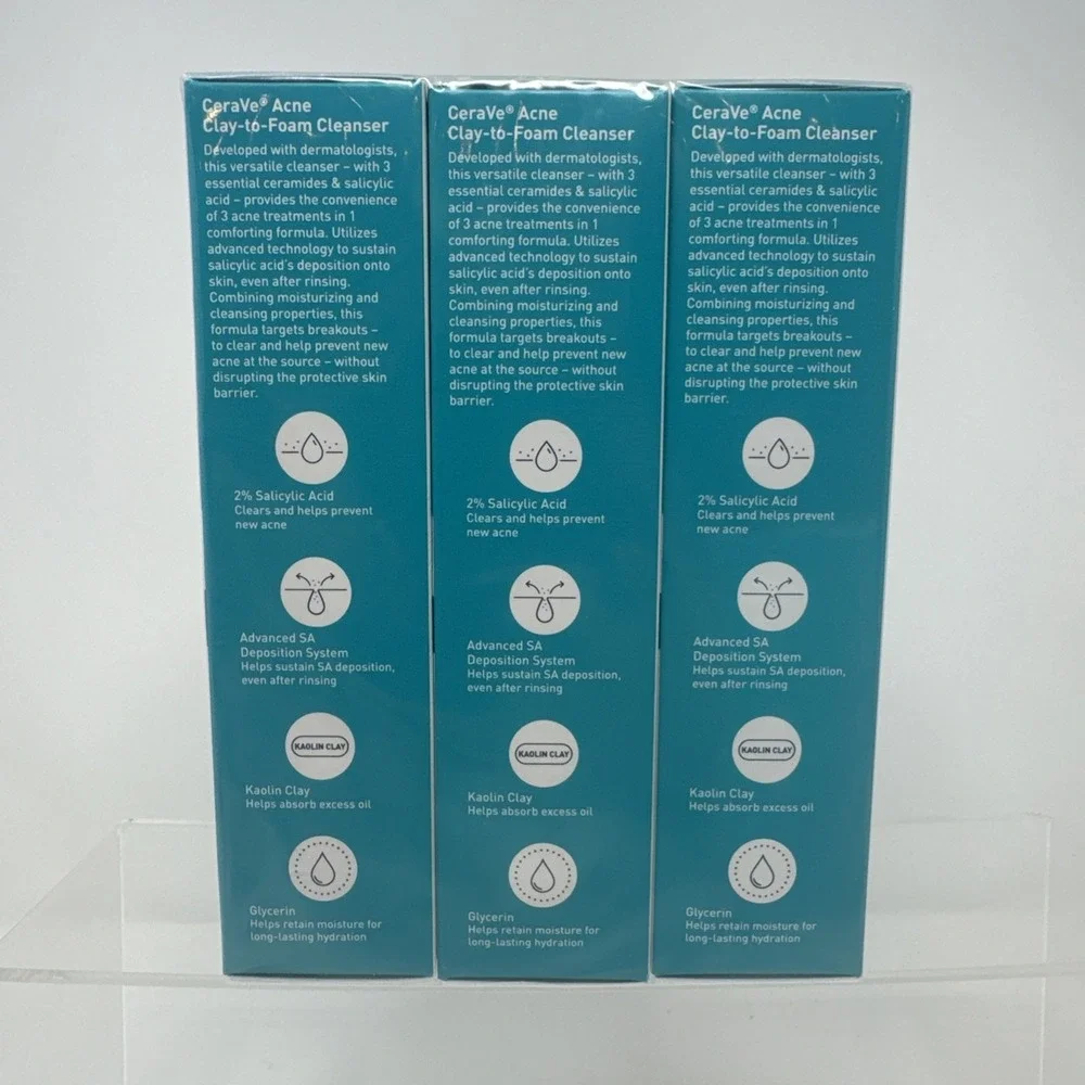 3 - CeraVe Acne Clay to Foam Cleanser with Glycerin and Kaolin Clay 4 fl Oz